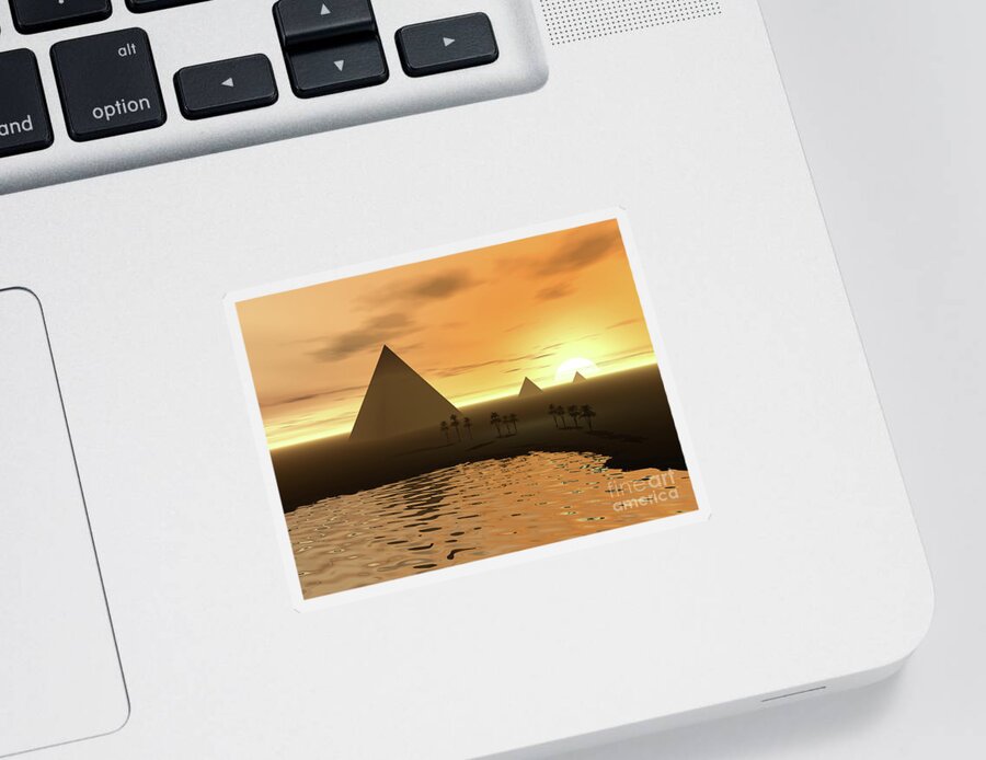 Mirage Sticker featuring the digital art Pyramids by Phil Perkins