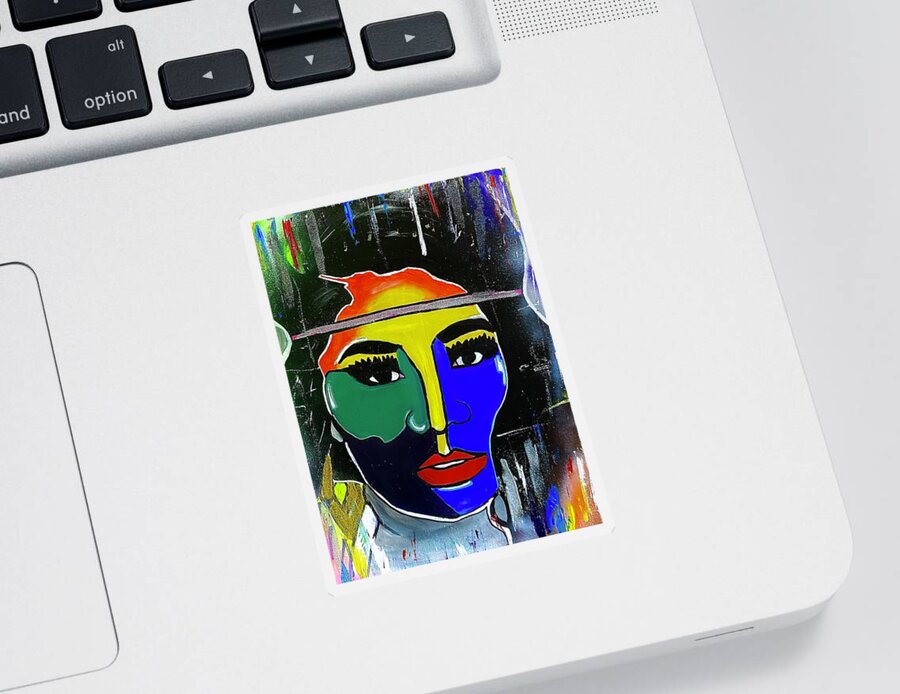  Sticker featuring the painting Queen of Color by Shemika Bussey