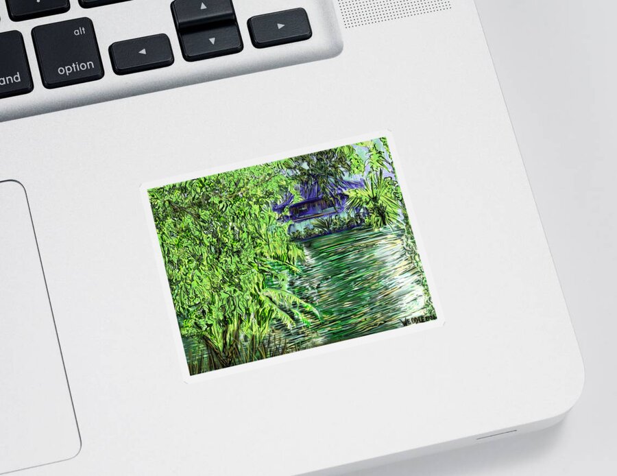 Lake Sticker featuring the digital art Quiet Reflection, Elmendorf Lake by Angela Weddle