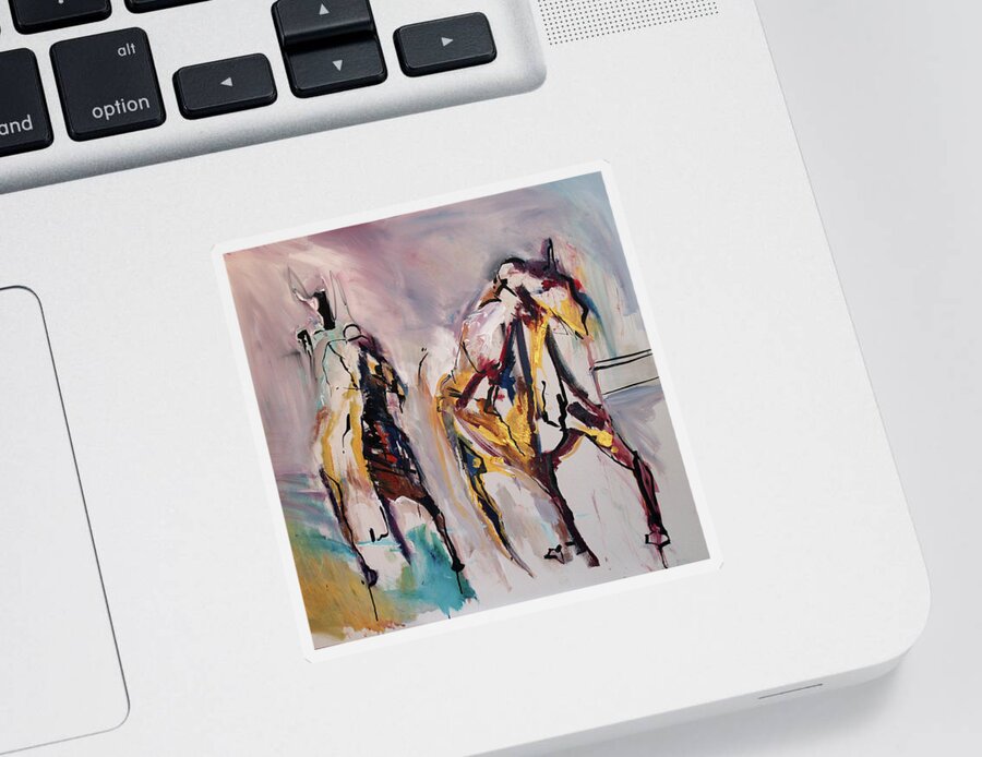 Kentucky Horse Racing Sticker featuring the painting Race Perseverance by John Gholson