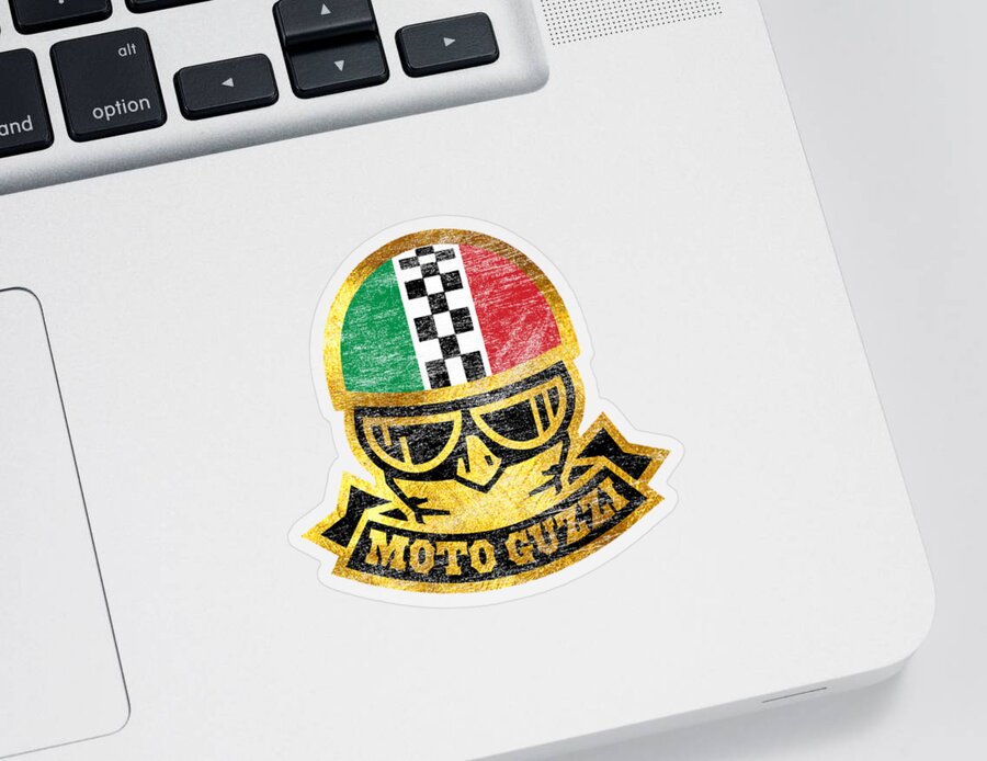 Moto Guzzi Sticker featuring the digital art Racing by Ellen Taylor