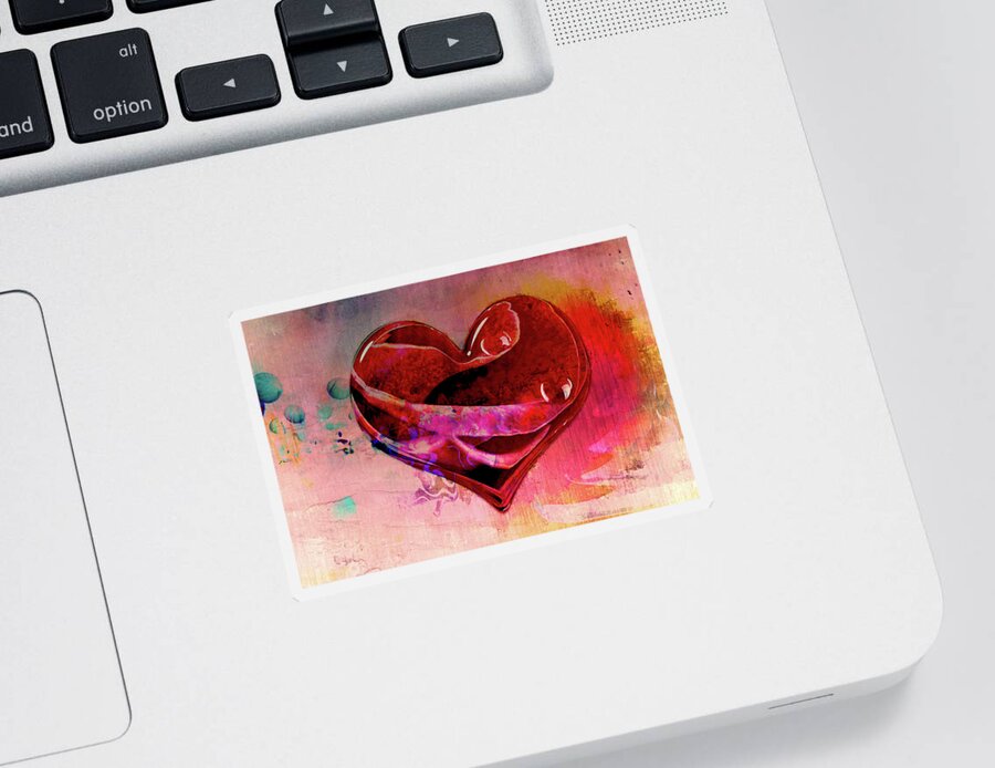Radiant Heart Sticker featuring the digital art Radiant Heart by Linda Sannuti