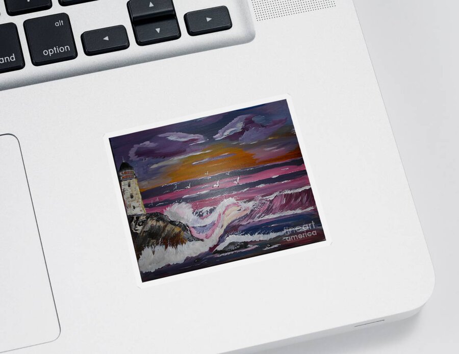 Seascape Sticker featuring the painting Raging Sea Painting # 363 by Donald Northup