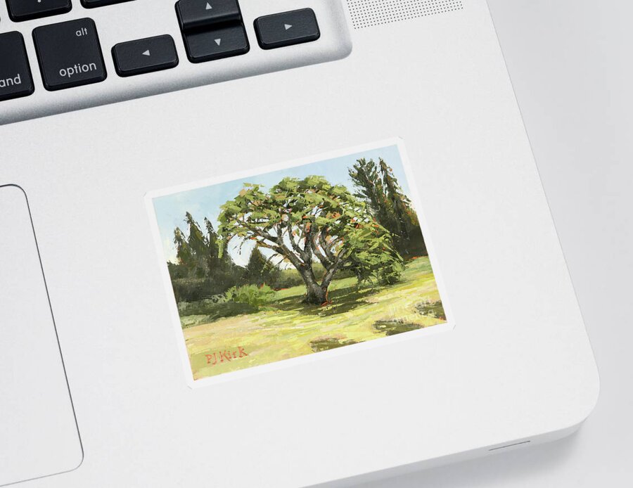 Landscape Sticker featuring the painting Ragle Ranch Oak by PJ Kirk