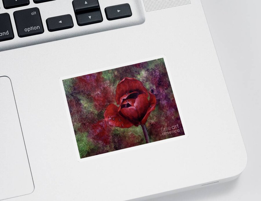​bloom Sticker featuring the ceramic art Rain Kissed Tulip by Zan Savage