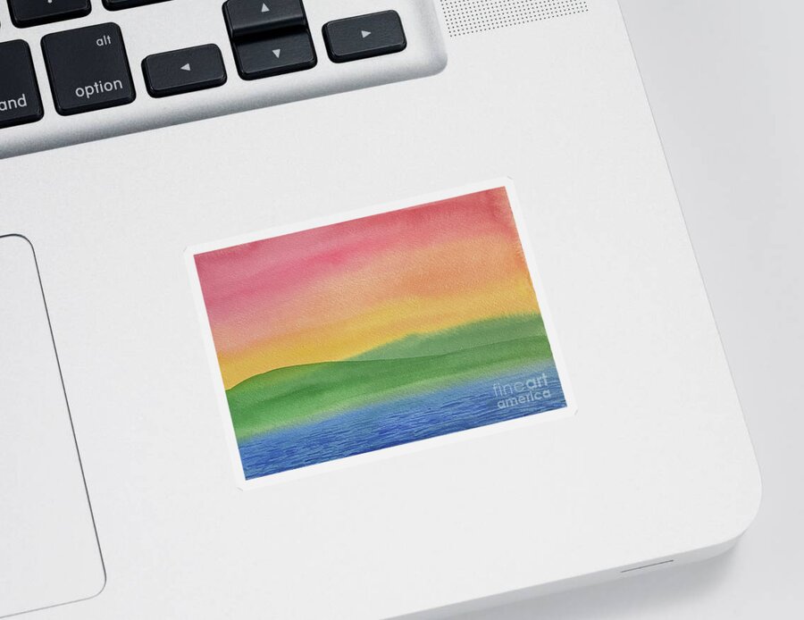 Rainbow Sticker featuring the painting Rainbow Landscape by Lisa Neuman