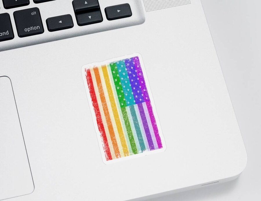 Funny Sticker featuring the digital art Rainbow Us Flag by Flippin Sweet Gear