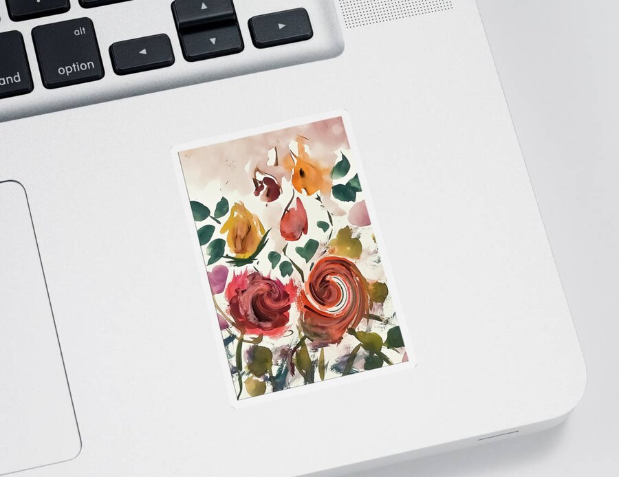Watercolor Sticker featuring the painting Raining Lollipop Floral by Lisa Kaiser