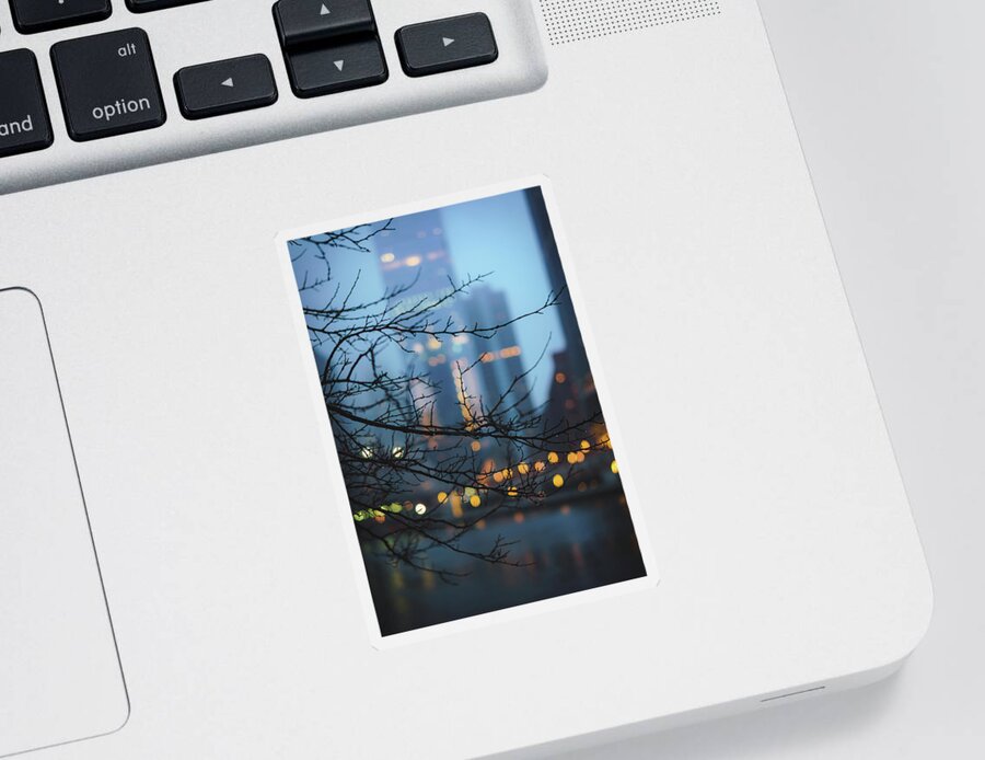 Chicago Sticker featuring the photograph Rainy Days Bokeh by Nisah Cheatham