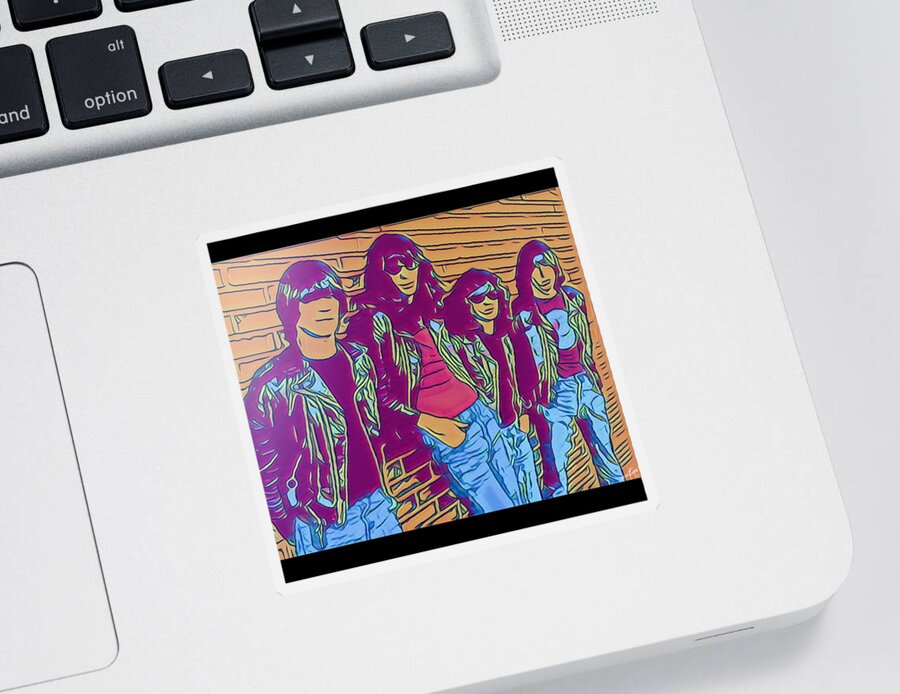 Ramones Sticker featuring the digital art Ramones Comic Portrait by Christina Rick