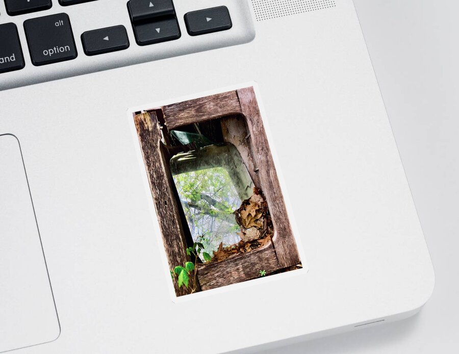 Ramshackle Sticker featuring the photograph Ramshackle Medicine Cabinet by Sarah Lilja