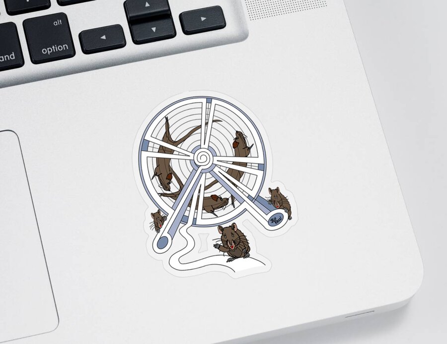 Labyrinth Sticker featuring the digital art Rat Race - Playful Art by Bill Ressl