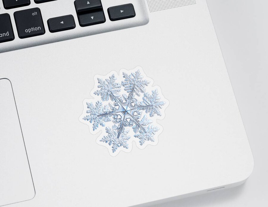 Snowflake Sticker featuring the photograph Real snowflake 2021-02-11_1 by Alexey Kljatov