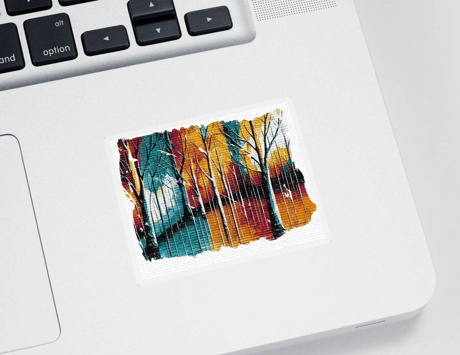 Rebound Sticker featuring the mixed media Rebound Art No2 - colorful forest by Bonnie Bruno
