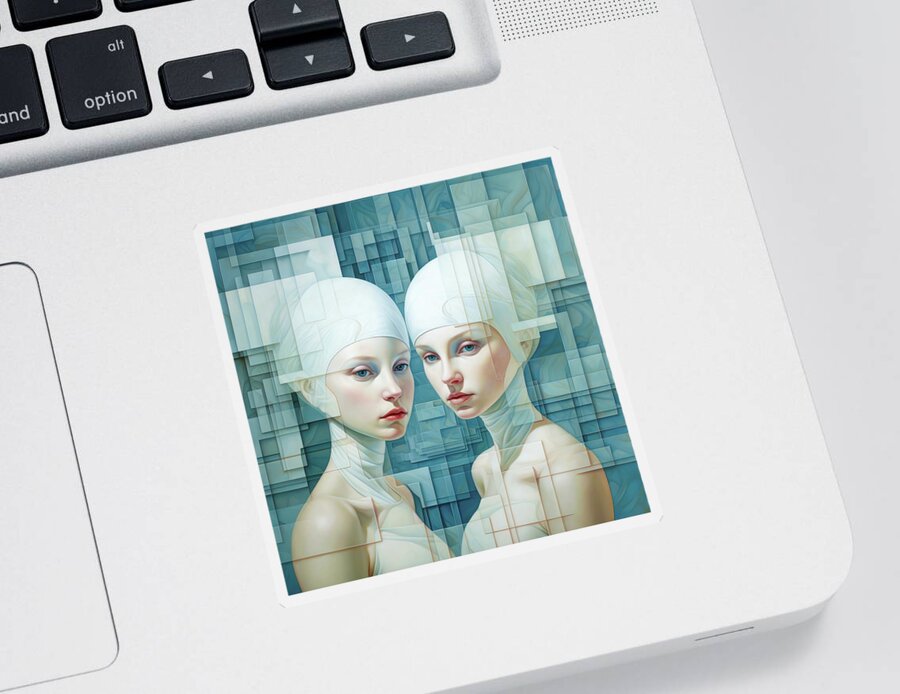 Woman Sticker featuring the digital art Recursive Self 03 by Matthias Hauser