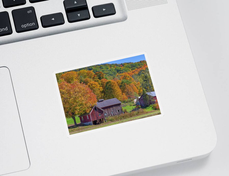 Red Barn Sticker featuring the photograph Red barn at DAR Ridge Farm by Juergen Roth