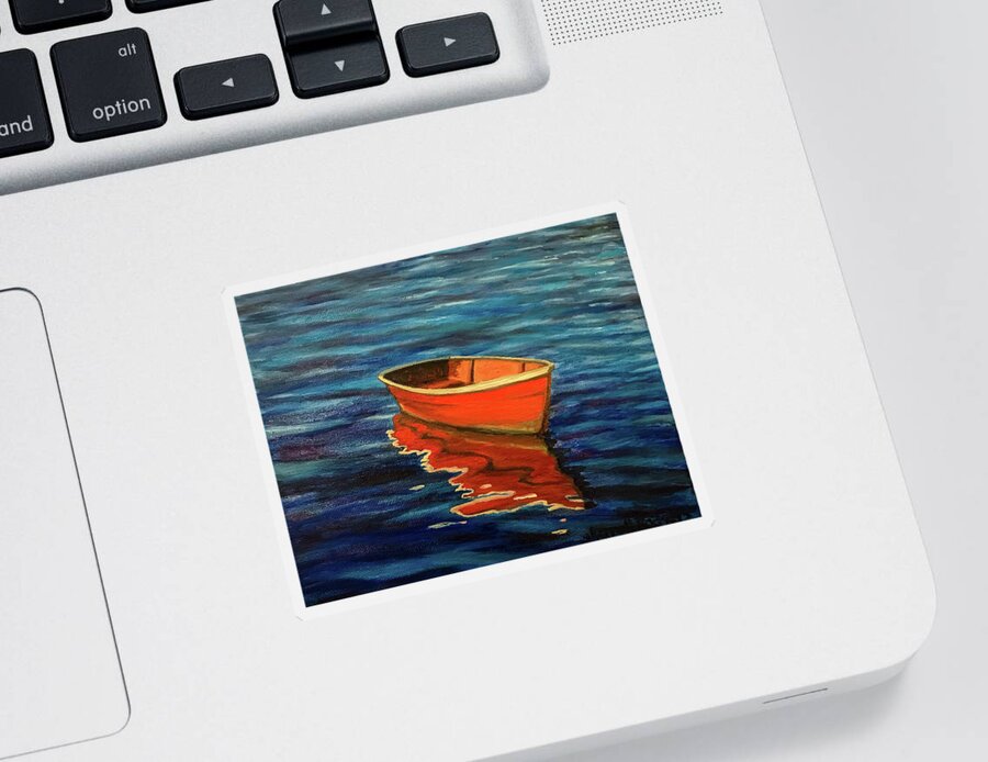 Painting Sticker featuring the painting Red Boat by Sherrell Rodgers