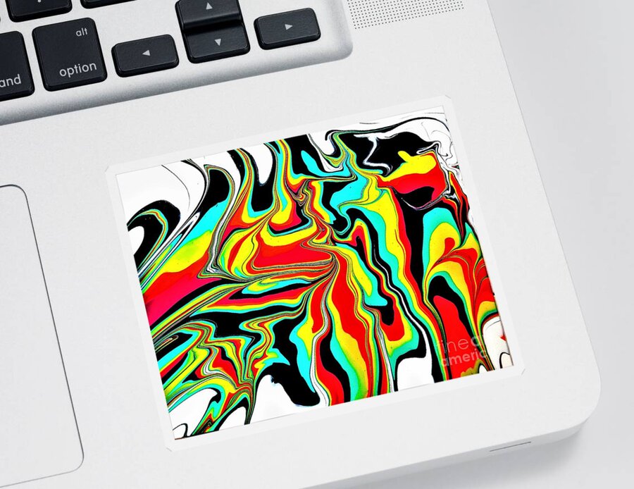 Abstract Sticker featuring the painting Red, Green, Yellow Abstract by Dmitri Ivnitski