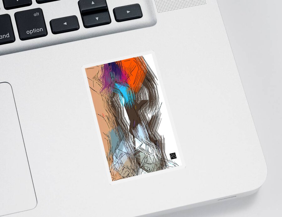 Abstract Sticker featuring the painting Red Haired Nude by Rafael Salazar