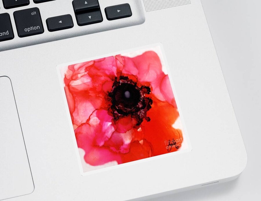  Sticker featuring the painting Red Hot Poppy by Daniela Easter