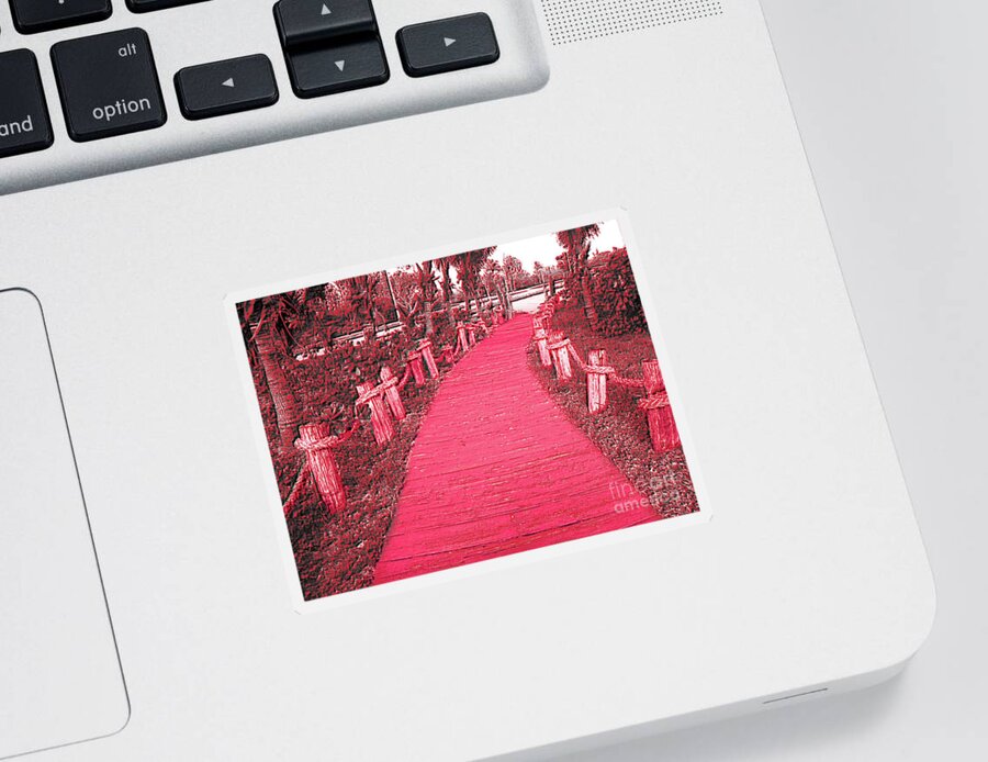 Scenic Sticker featuring the photograph Red Pathway by Mary Mikawoz