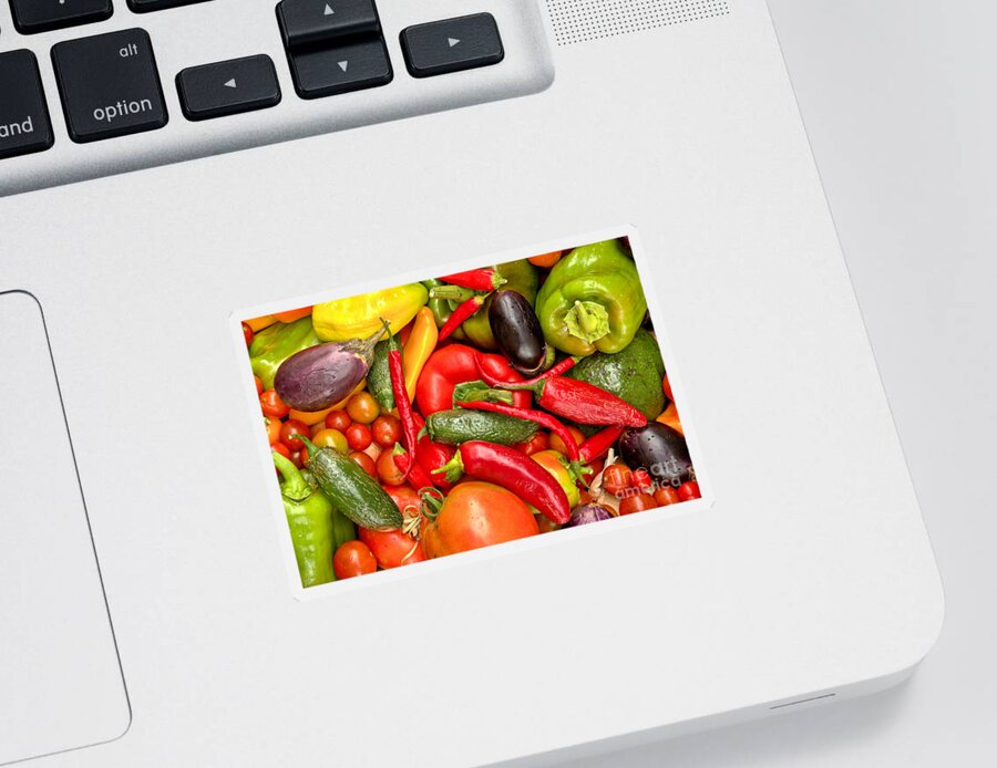 Peppers Sticker featuring the photograph Red Peppers And Tomatoes by Adam Jewell