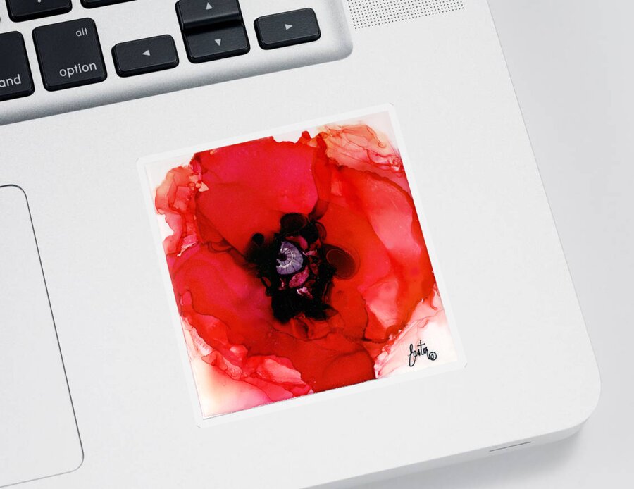 Red Poppy Sticker featuring the painting Red Poppy by Daniela Easter