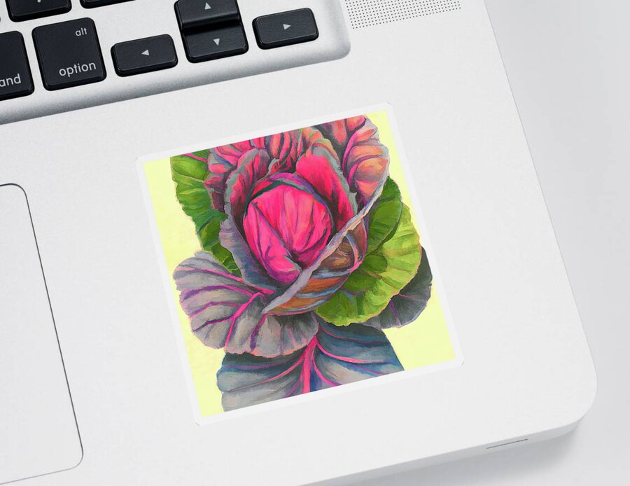 Cabbage Sticker featuring the digital art Red Red Cabbage by Cathy Anderson