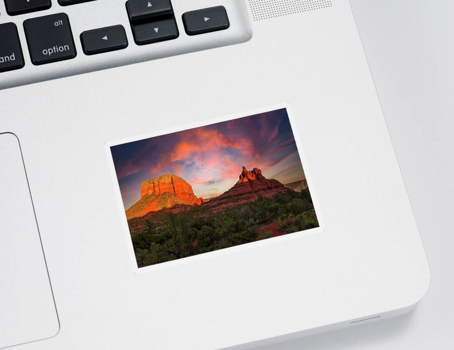  Sticker featuring the photograph Red Rocks at Sunset by Al Judge