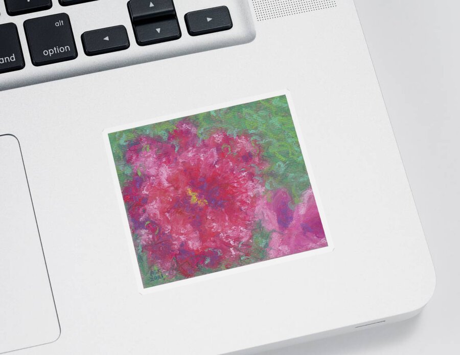 Roses Sticker featuring the pastel Red Roses at the Pond 1 by Anne Katzeff