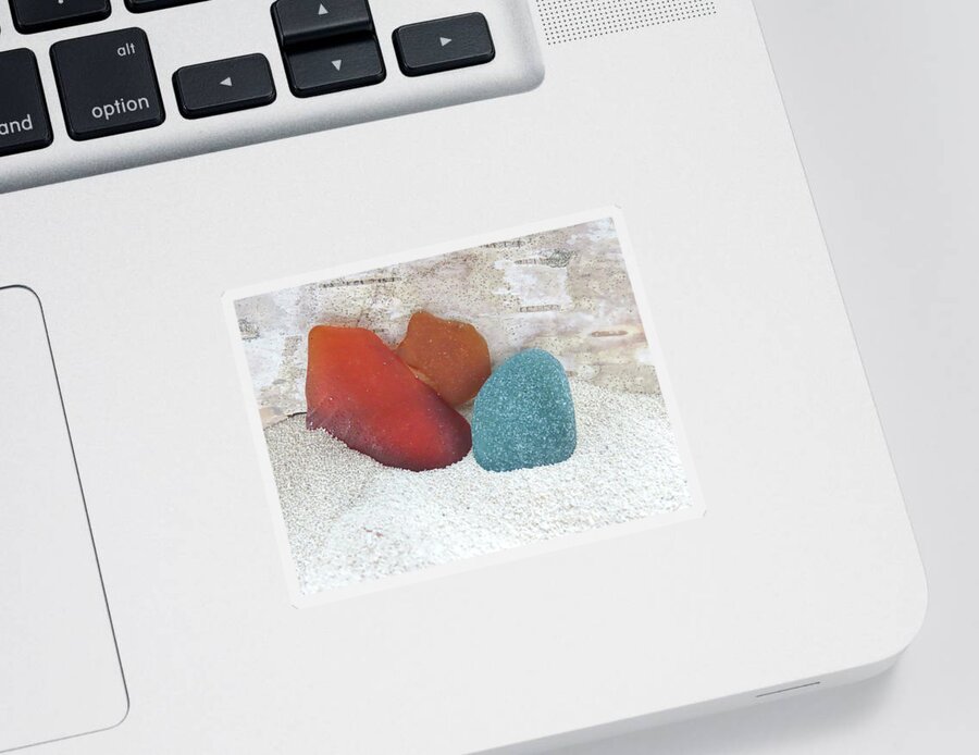 Sea Glass Sticker featuring the photograph Red Rust and Teal by Janice Drew