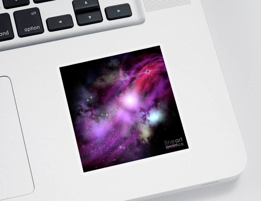 Nebula Sticker featuring the digital art Red Star Nebula by Corey Ford