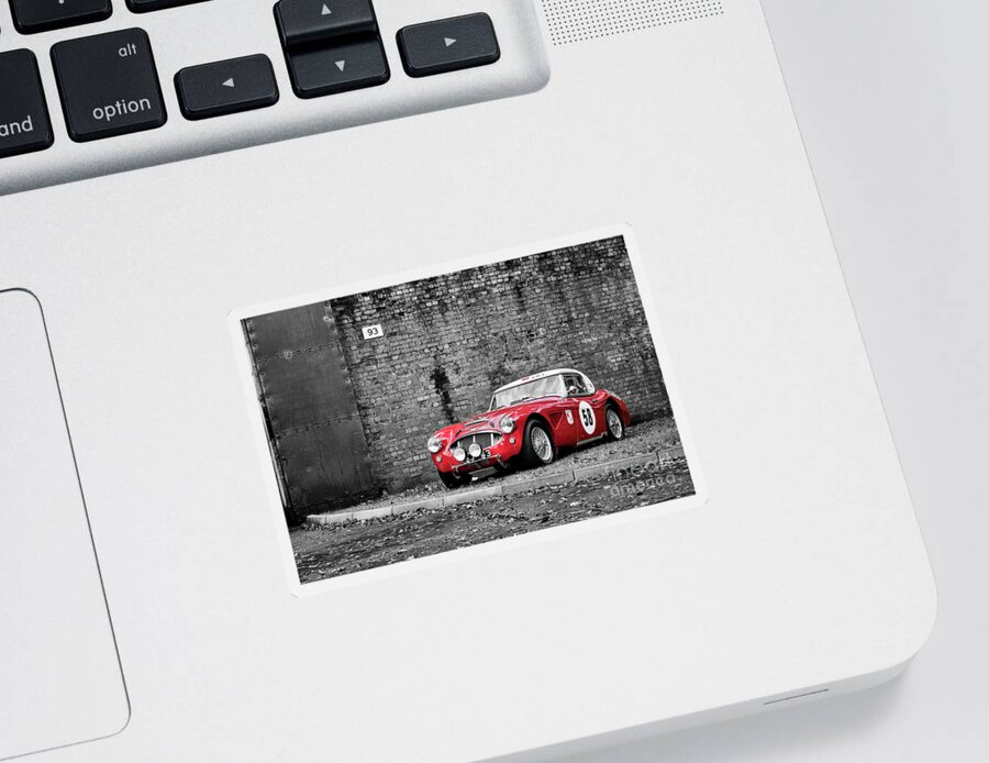 Austin Healey Sticker featuring the photograph Red Vintage Austin Healey by Tim Gainey
