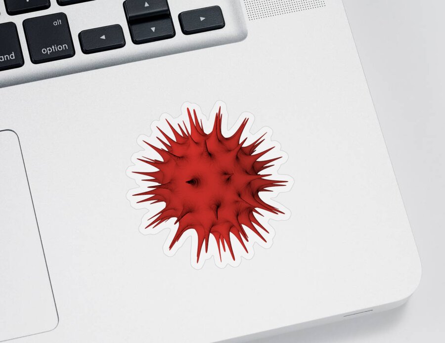 Virus Sticker featuring the digital art Red virus by Michal Boubin
