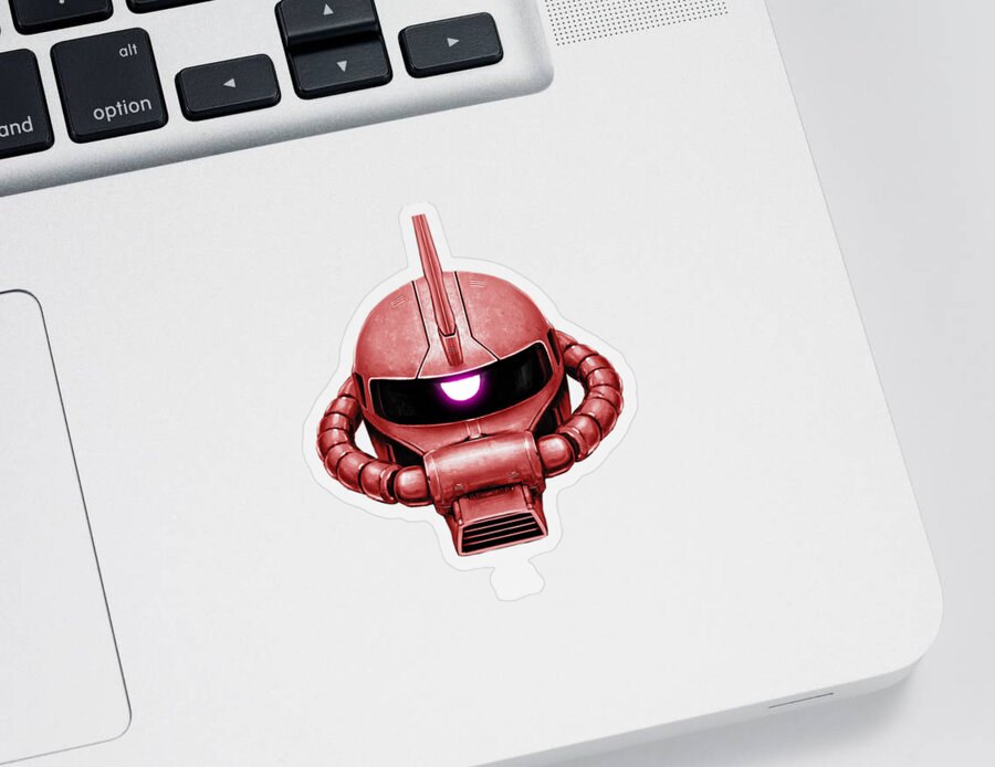 Sci-fi Sticker featuring the digital art Red Zaku Head by Andrea Gatti