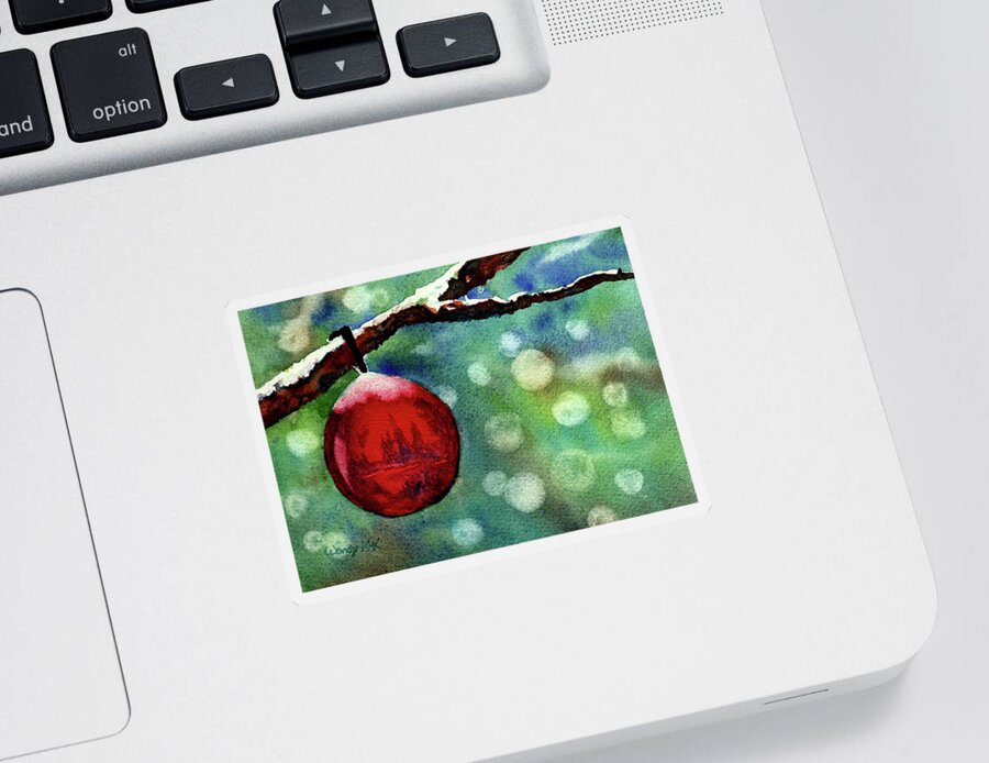 Ornament Sticker featuring the painting Reflections for the Holidays by Wendy Keeney-Kennicutt