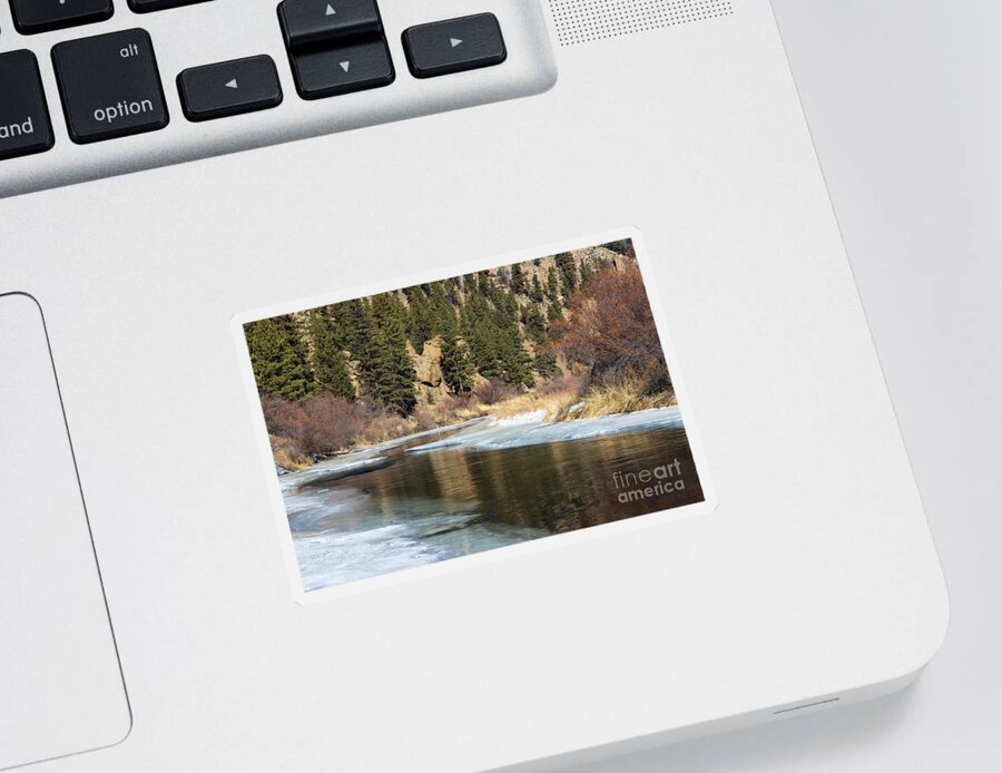 Eleven Mile Canyon Sticker featuring the photograph Reflections in Eleven Mile Canyon in Winter by Steven Krull