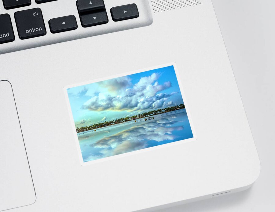 African Sticker featuring the photograph Reflections of Clouds by Debra and Dave Vanderlaan