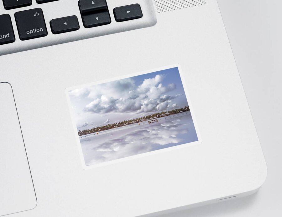 African Sticker featuring the photograph Reflections of Clouds in Soft Blues by Debra and Dave Vanderlaan