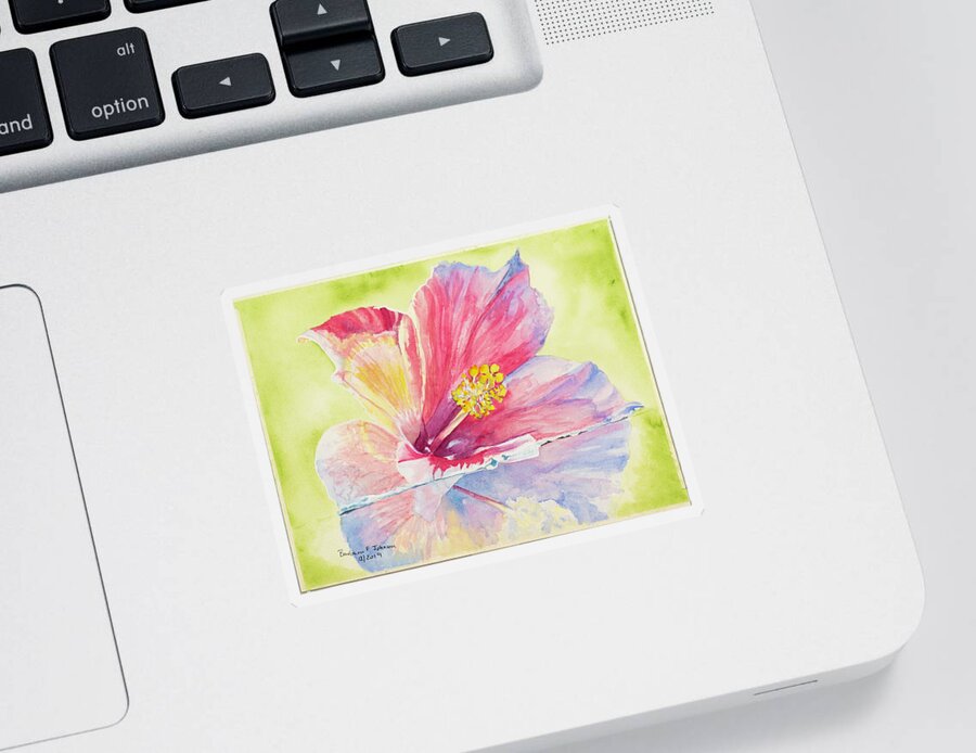 Hibiscus Sticker featuring the painting Reflections of Perfection by Barbara F Johnson