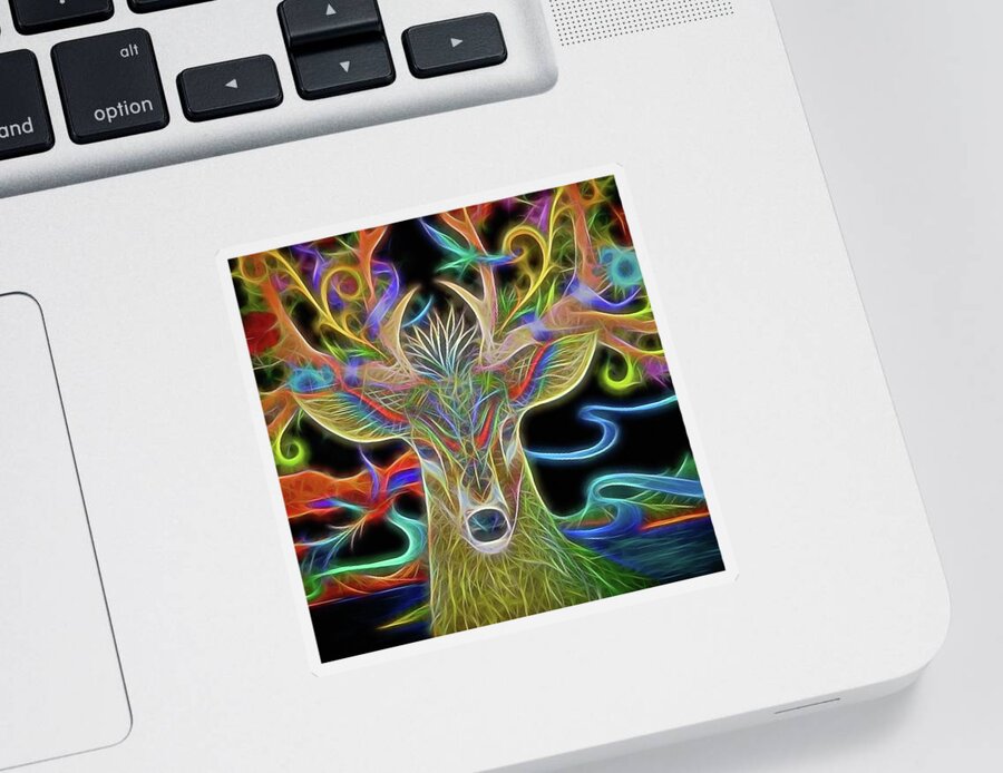 Deer Sticker featuring the photograph Reindeer Abstract Art by Andrea Kollo