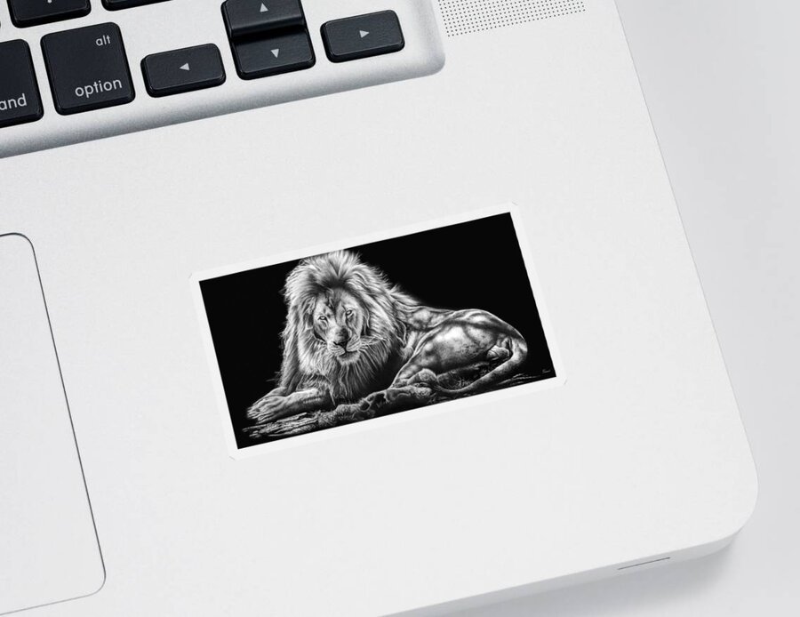 Lion Sticker featuring the drawing Reliance by Casey 'Remrov' Vormer