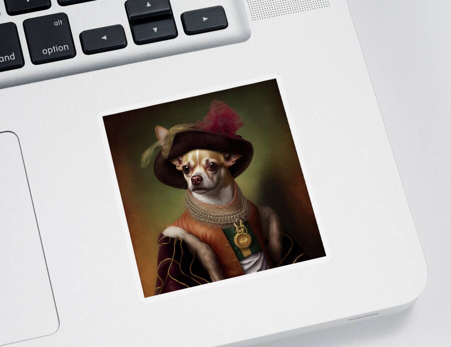 Gucci Sticker featuring the painting Rembrandt painting of Chihuahua by Vincent Monozlay