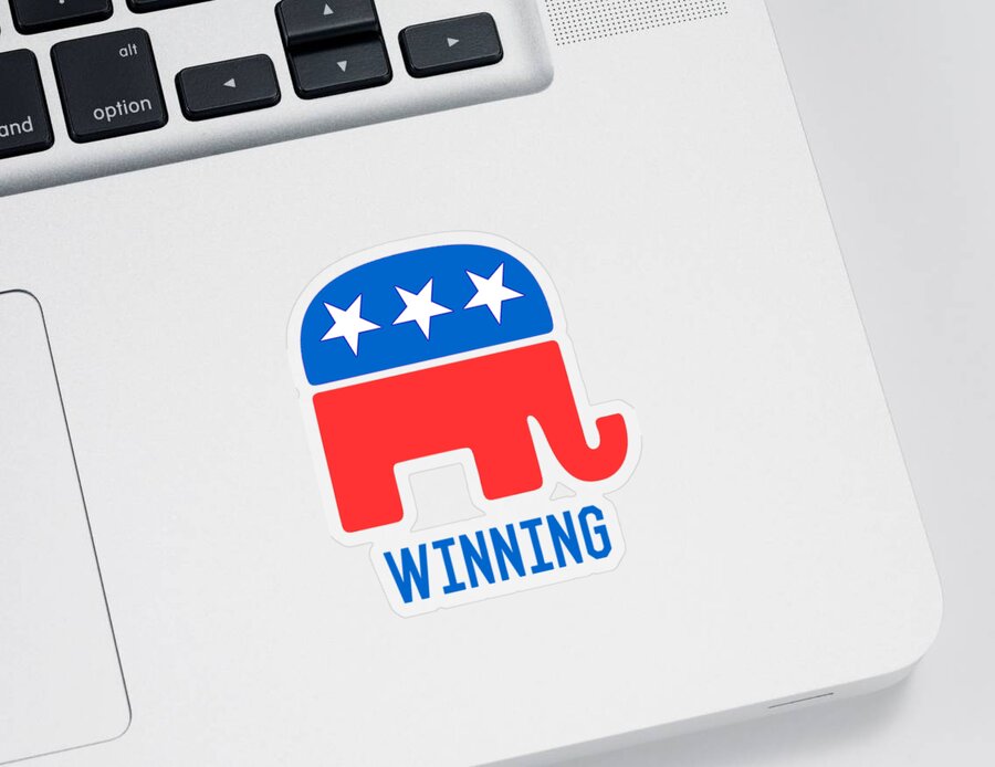 Cool Sticker featuring the digital art Republican GOP Elephant Winning by Flippin Sweet Gear
