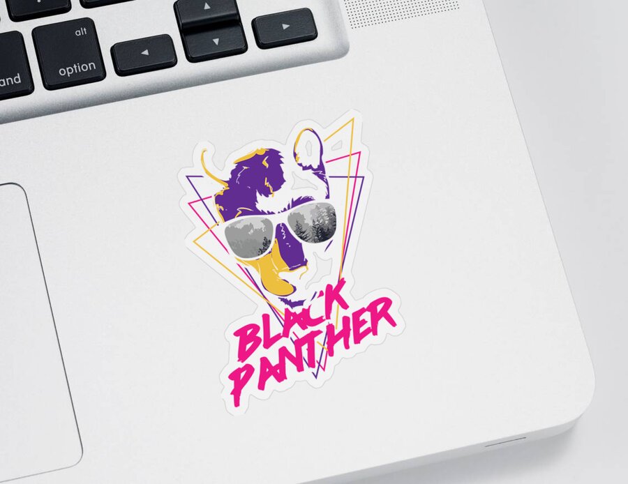 Colorful Sticker featuring the digital art Retro Black Panther in Cool Sunglasses by Jacob Zelazny