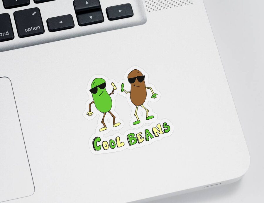 Funny Sticker featuring the digital art Retro Cool Beans by Flippin Sweet Gear