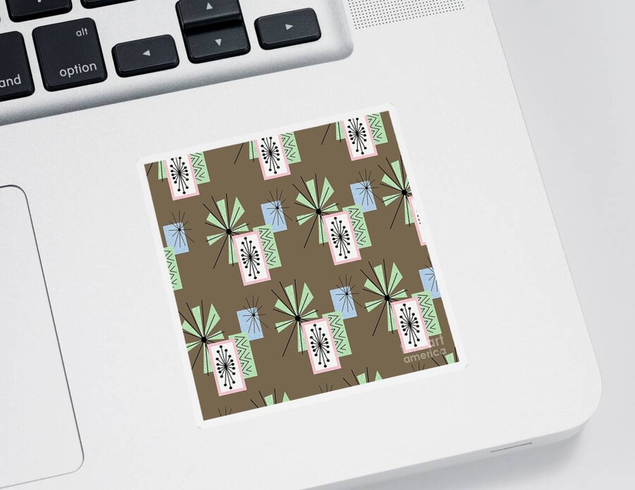 Mid Century Fabric Sticker featuring the digital art Retro Fabric Temporama 1 by Donna Mibus