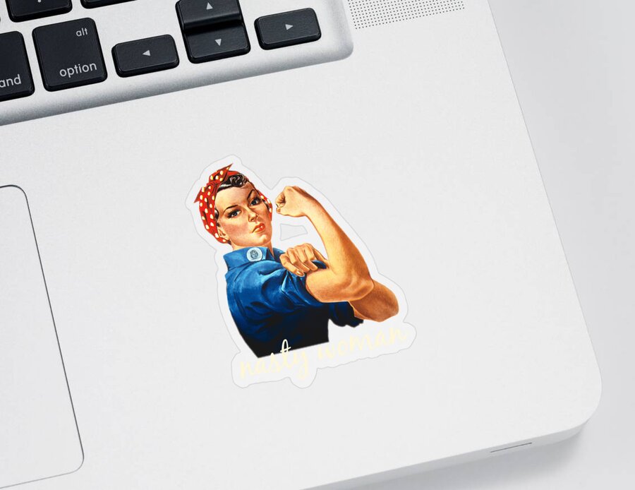 Funny Sticker featuring the digital art Retro Nasty Woman by Flippin Sweet Gear