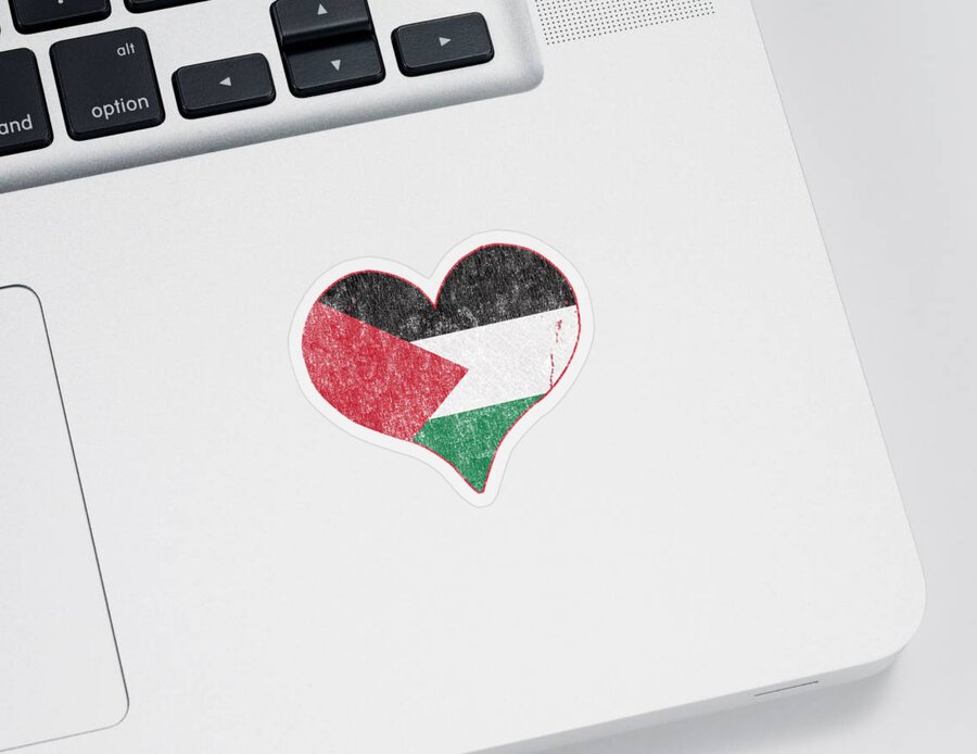 Palestine Sticker featuring the digital art Retro Palestine Flag Heart by Flippin Sweet Gear