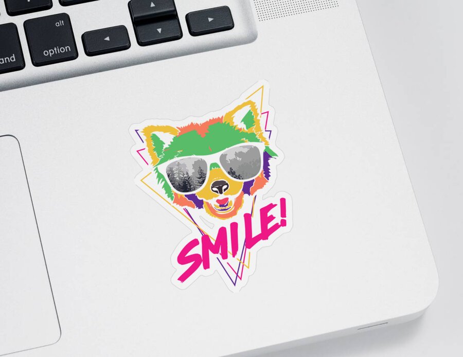 Red Panda Sticker featuring the digital art Retro Red Panda Smile in Cool Sunglasses by Jacob Zelazny